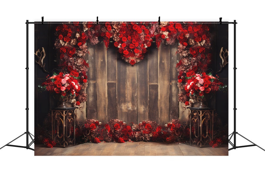 St Valentin Rose Rouge Mur d'Amour Toile de fond M1-03