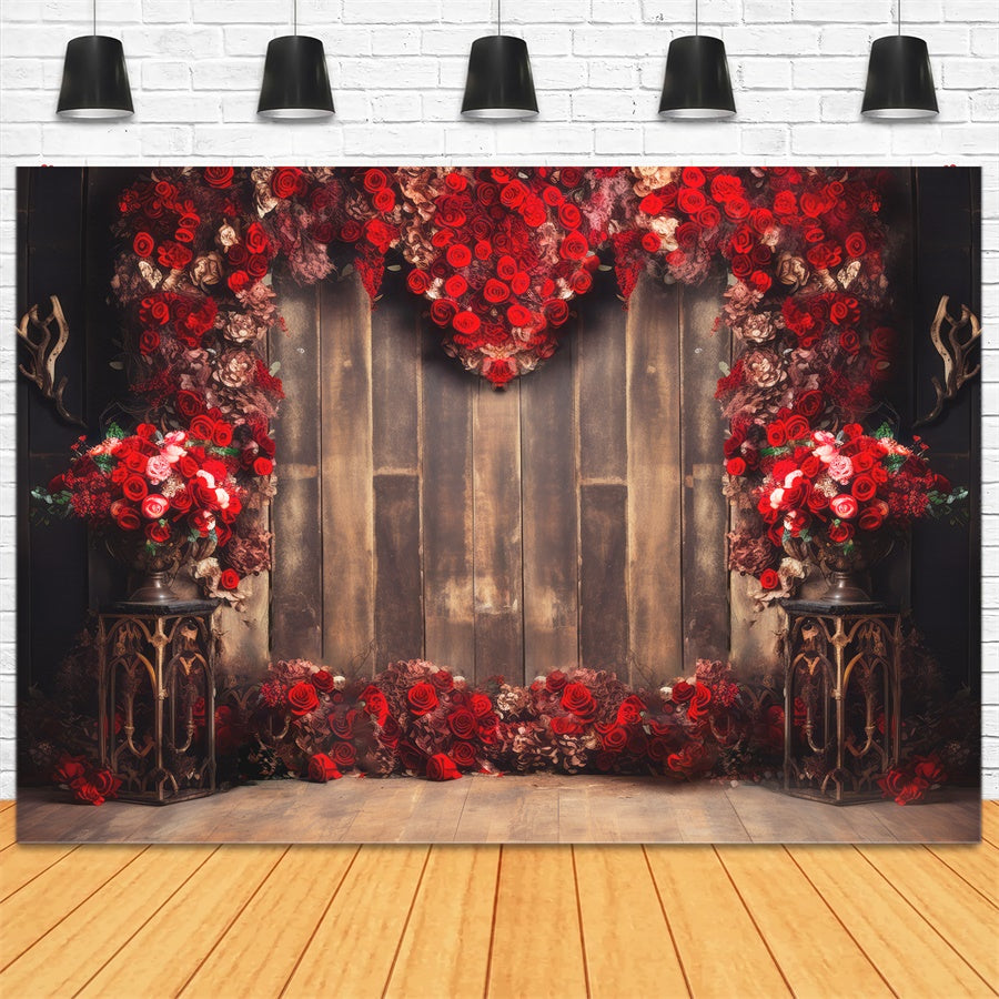 St Valentin Rose Rouge Mur d'Amour Toile de fond M1-03