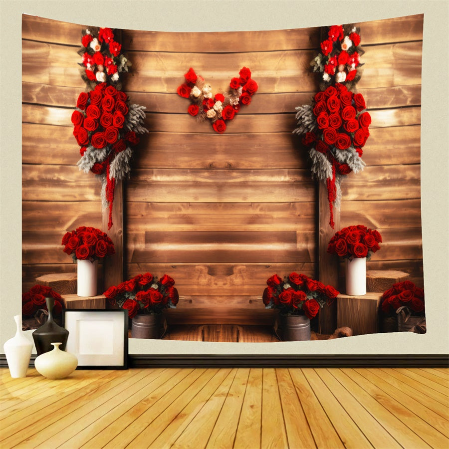 St-Valentin Panneau décoratif en bois avec rosace rouge Toile de fond M1-05