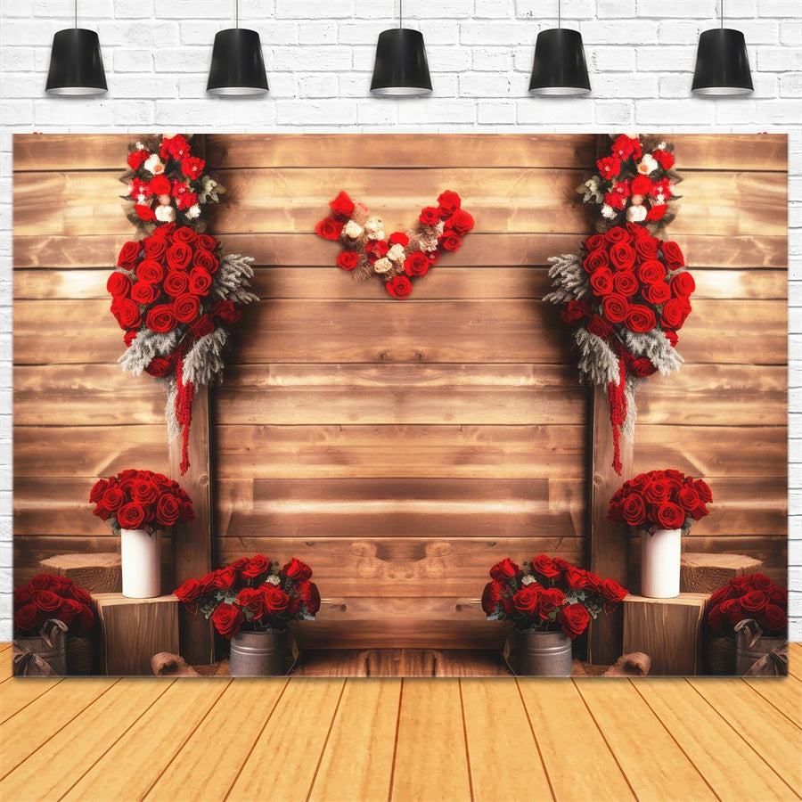St-Valentin Panneau décoratif en bois avec rosace rouge Toile de fond M1-05