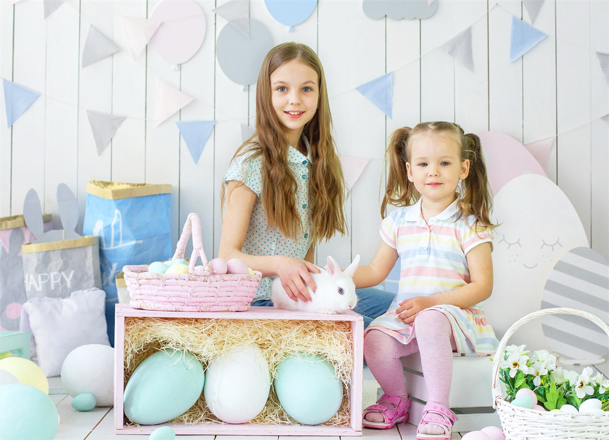 Couleurs Morandi Œufs de Pâques Tableau en bois Toile de fond M1-15