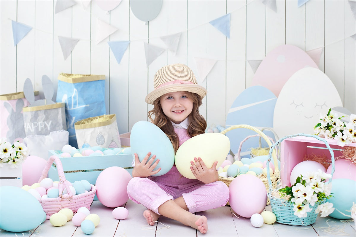 Couleurs Morandi Œufs de Pâques Tableau en bois Toile de fond M1-15