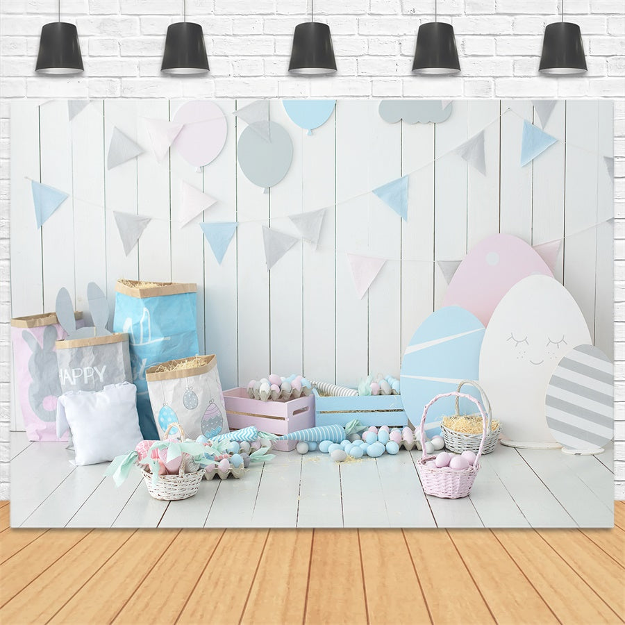 Couleurs Morandi Œufs de Pâques Tableau en bois Toile de fond M1-15