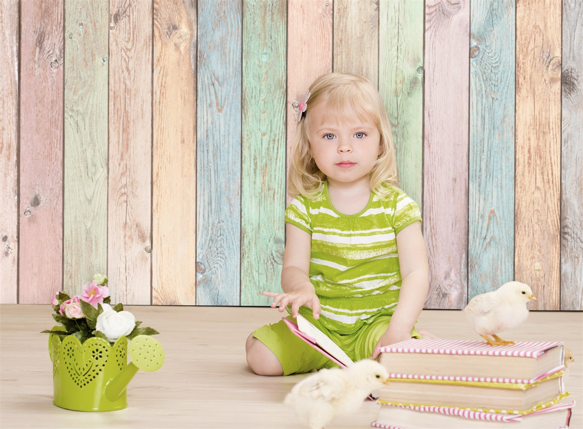 Panneau de Bois Multi-Couleurs pour Pâques Toile de fond M1-16