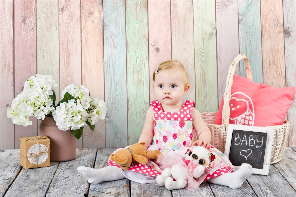 Panneau de Bois Multi-Couleurs pour Pâques Toile de fond M1-16