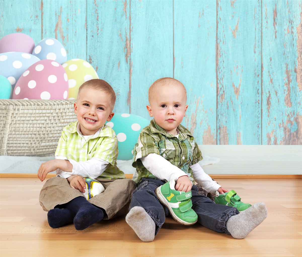 Œuf de Pâques Bleu Panneau en bois ancien Toile de fond M1-17