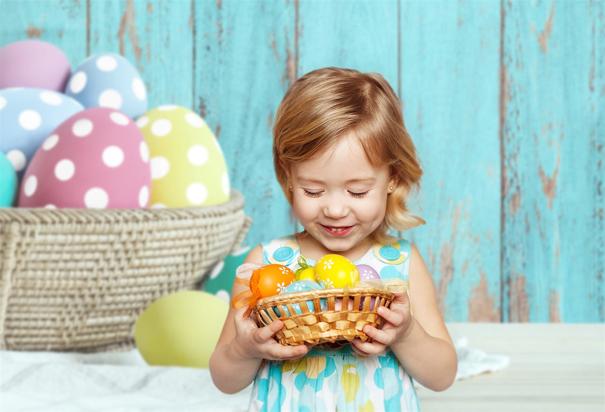 Œuf de Pâques Bleu Panneau en bois ancien Toile de fond M1-17