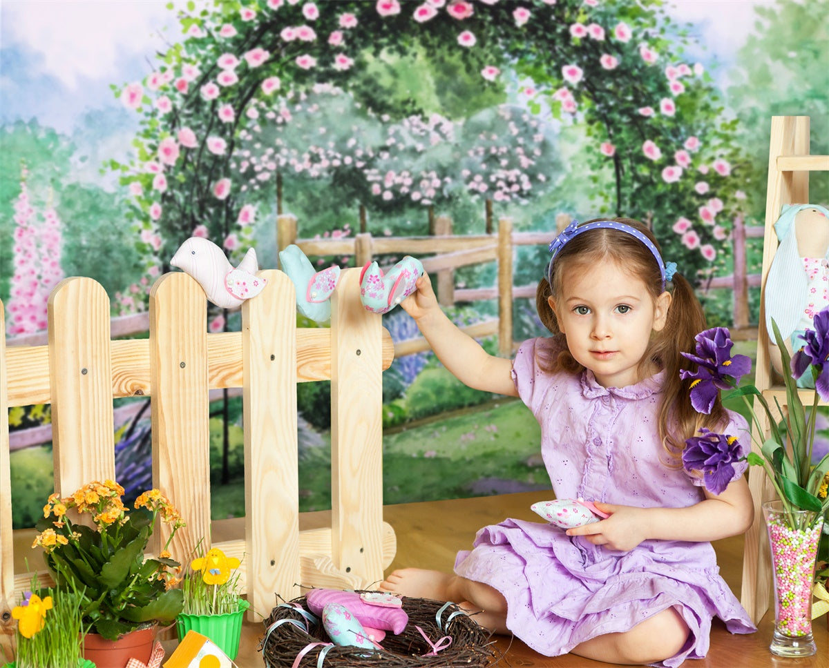 Printemps Peinture à l'huile Jardin Fantaisie Toile de fond M1-18