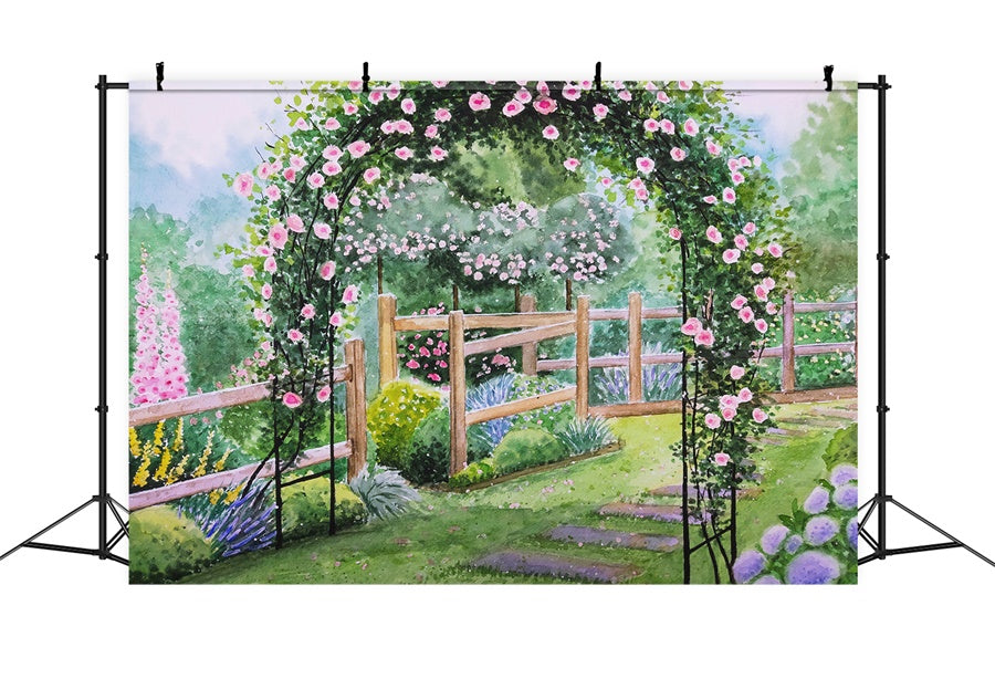Printemps Peinture à l'huile Jardin Fantaisie Toile de fond M1-18