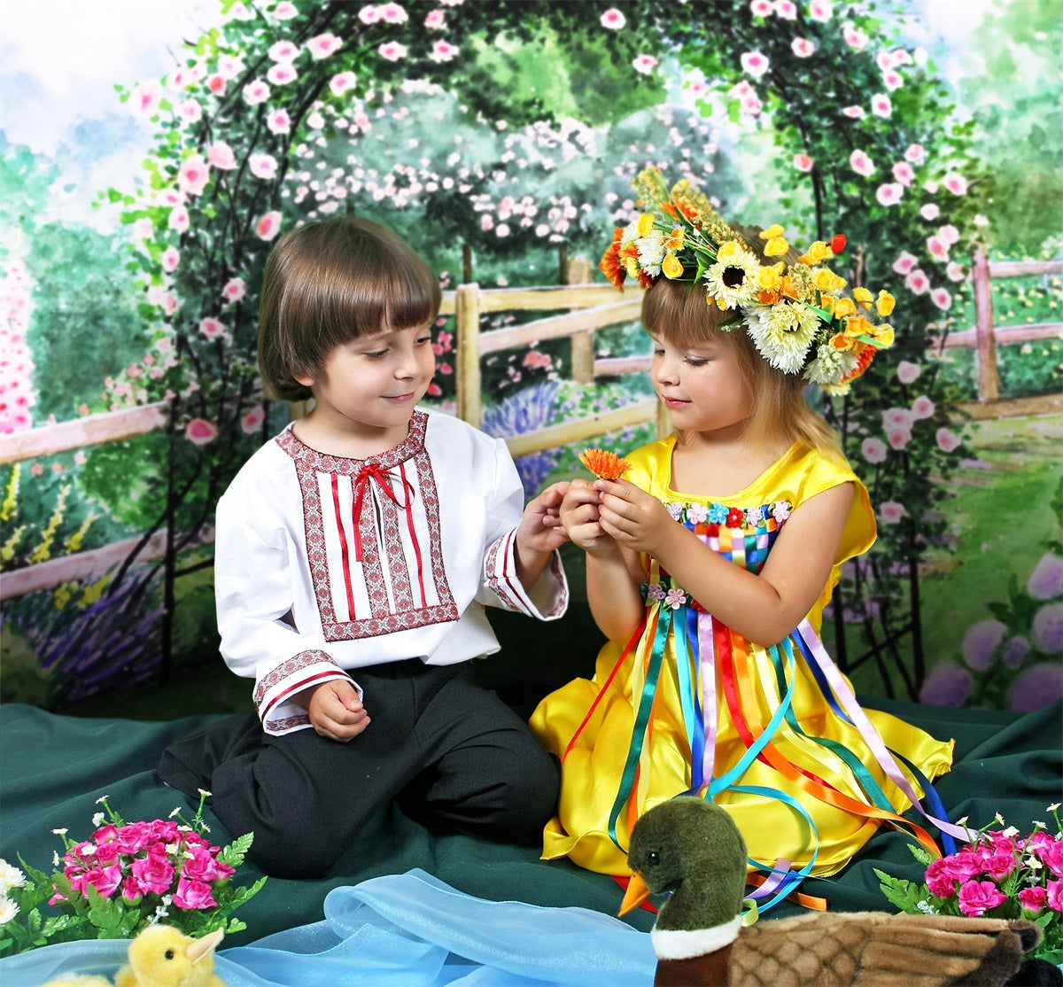 Printemps Peinture à l'huile Jardin Fantaisie Toile de fond M1-18