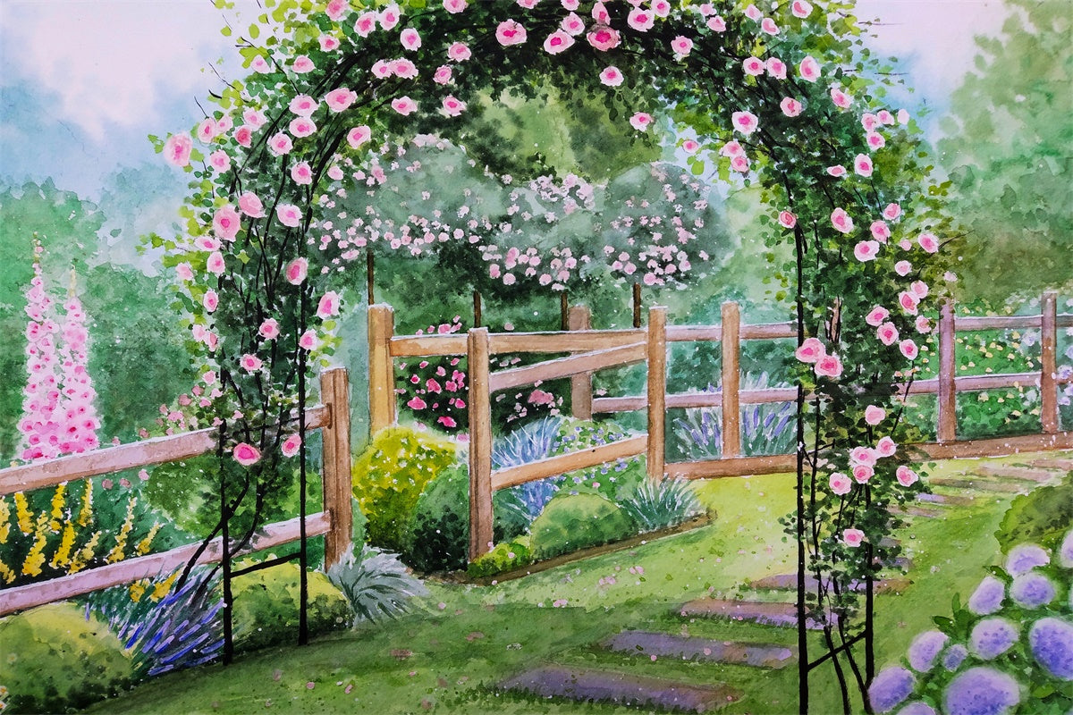 Printemps Peinture à l'huile Jardin Fantaisie Toile de fond M1-18