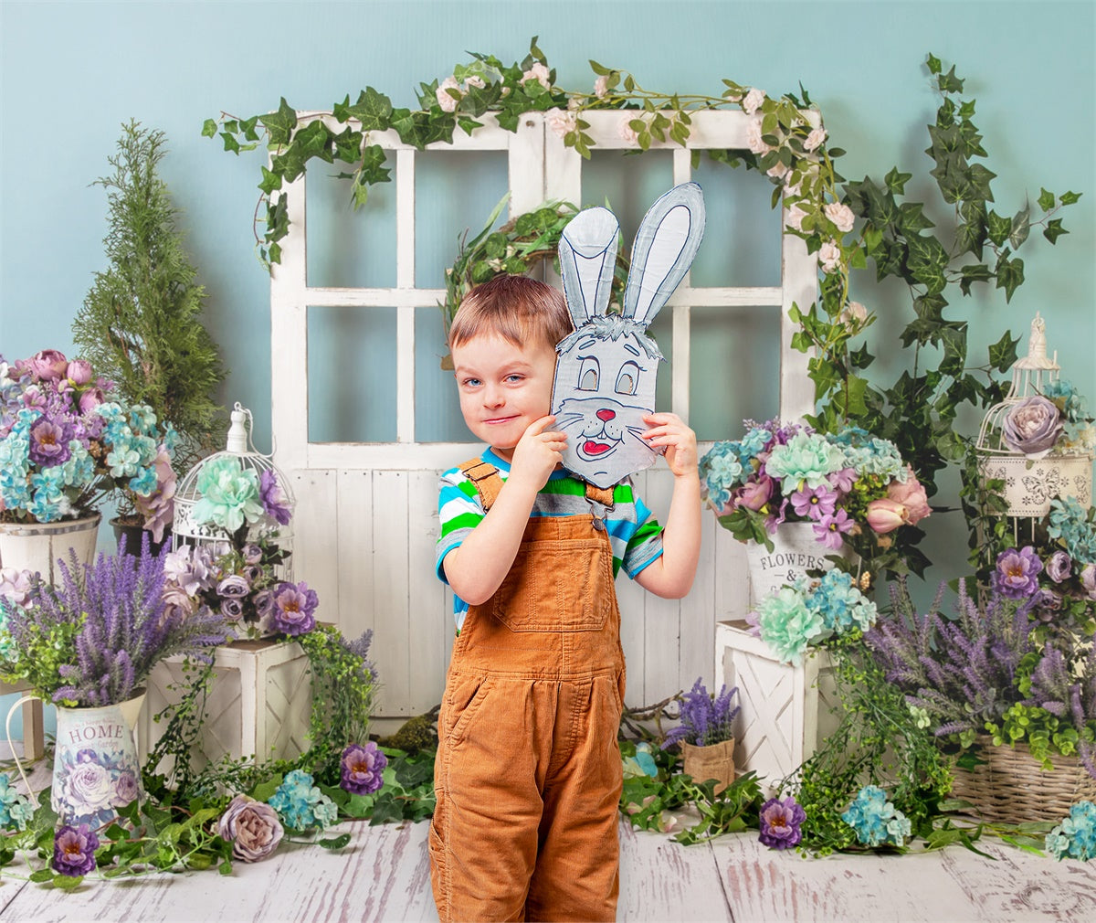 Porte en bois Couronne de fleurs Printemps Fraîche Toile de fond M1-21
