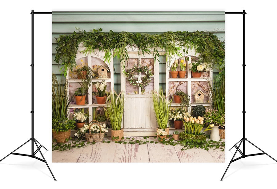 Printemps Naturel Verdure Décoratif Porte en Bois Toile de fond M1-24
