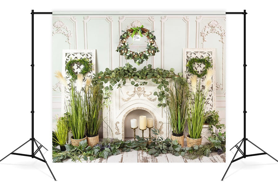 Verdure Printemps Vintage Mur Poêle Toile de fond M1-25