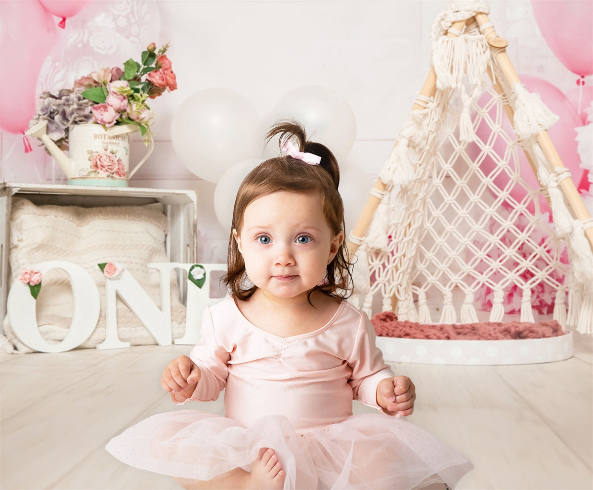 Joyeux Anniversaire Ballon Corde Tissage Tente Romantique Toile de fond M1-27