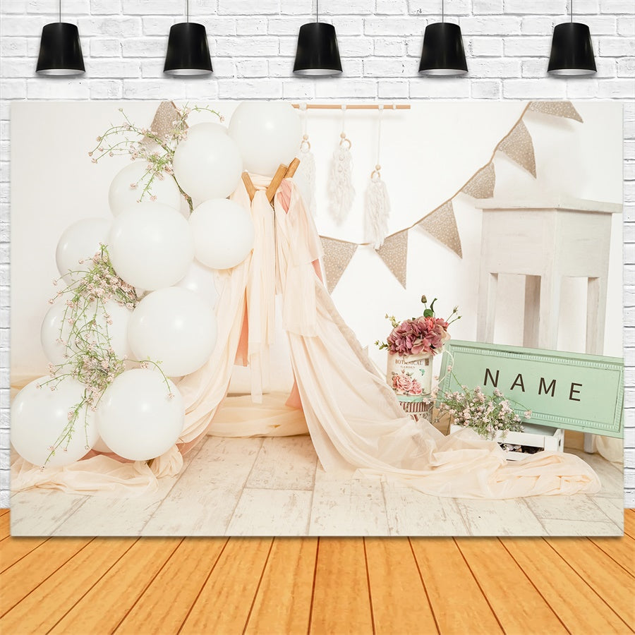 Joyeux Anniversaire Ballon Tissu Tente Romantique Nom Personnalisable Toile de fond M1-28