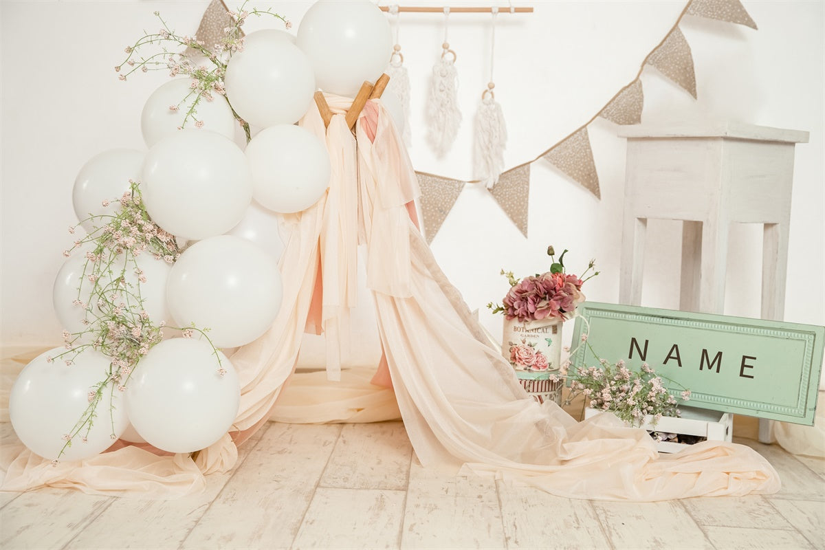 Joyeux Anniversaire Ballon Tissu Tente Romantique Nom Personnalisable Toile de fond M1-28