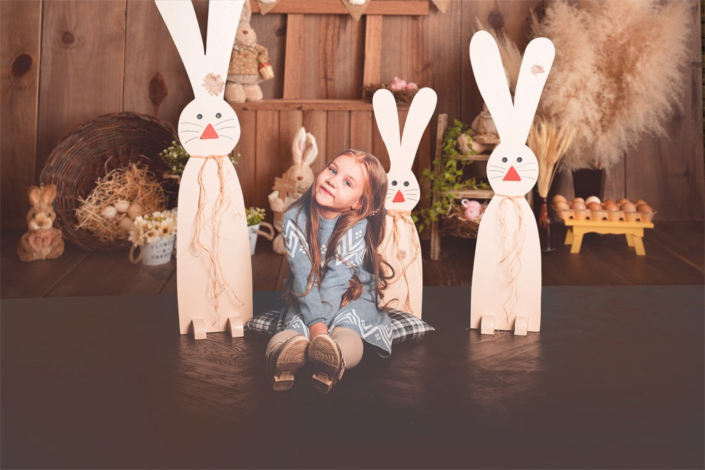 Lapin de Pâques Shop Panneau en bois Décoratif Toile de fond M1-30