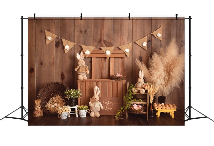 Lapin de Pâques Shop Panneau en bois Décoratif Toile de fond M1-30