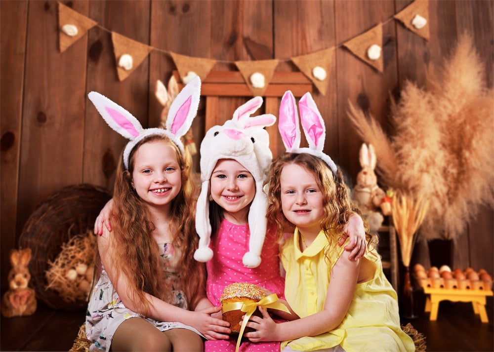 Lapin de Pâques Shop Panneau en bois Décoratif Toile de fond M1-30
