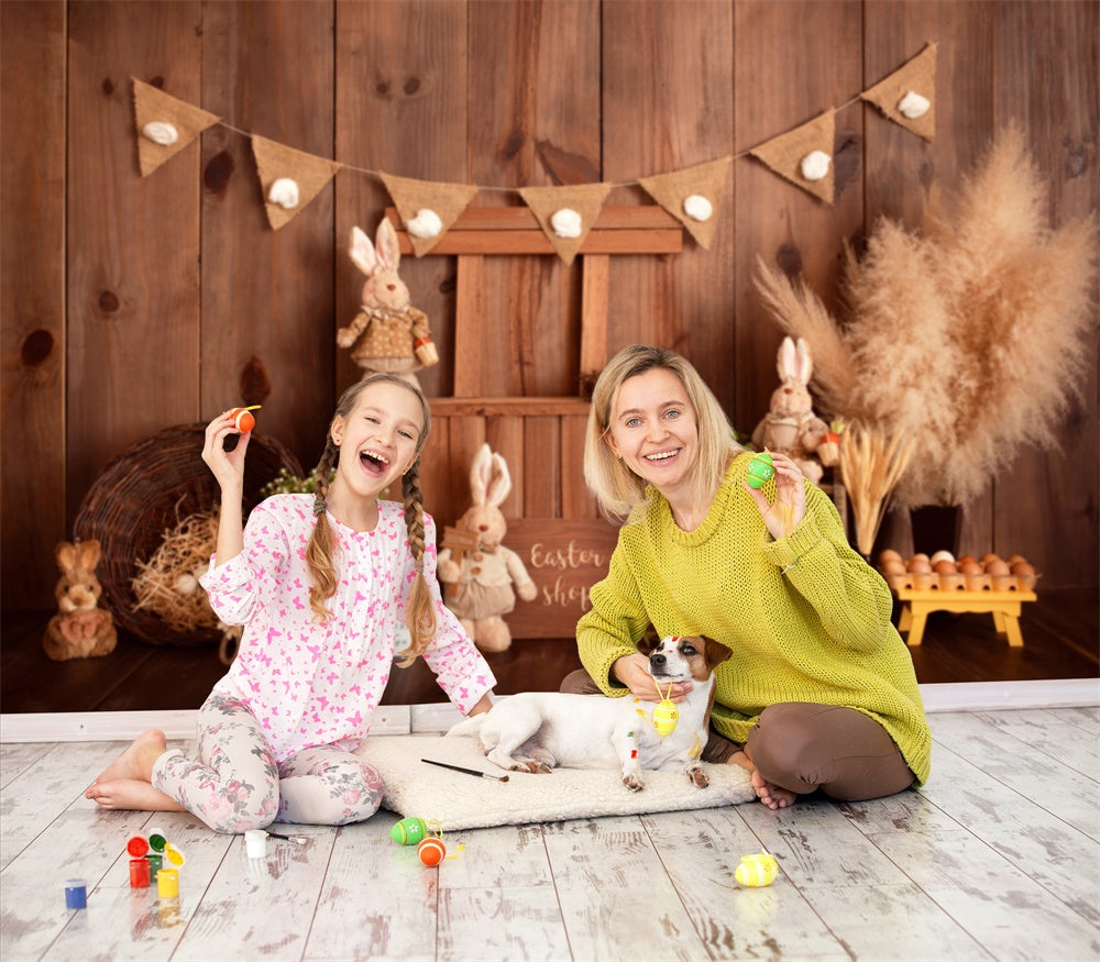 Lapin de Pâques Shop Panneau en bois Décoratif Toile de fond M1-30