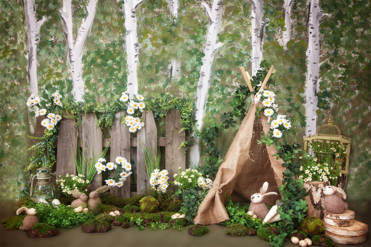 Forêt de Pâques Tente de Camping Daisy Toile de fond M1-31