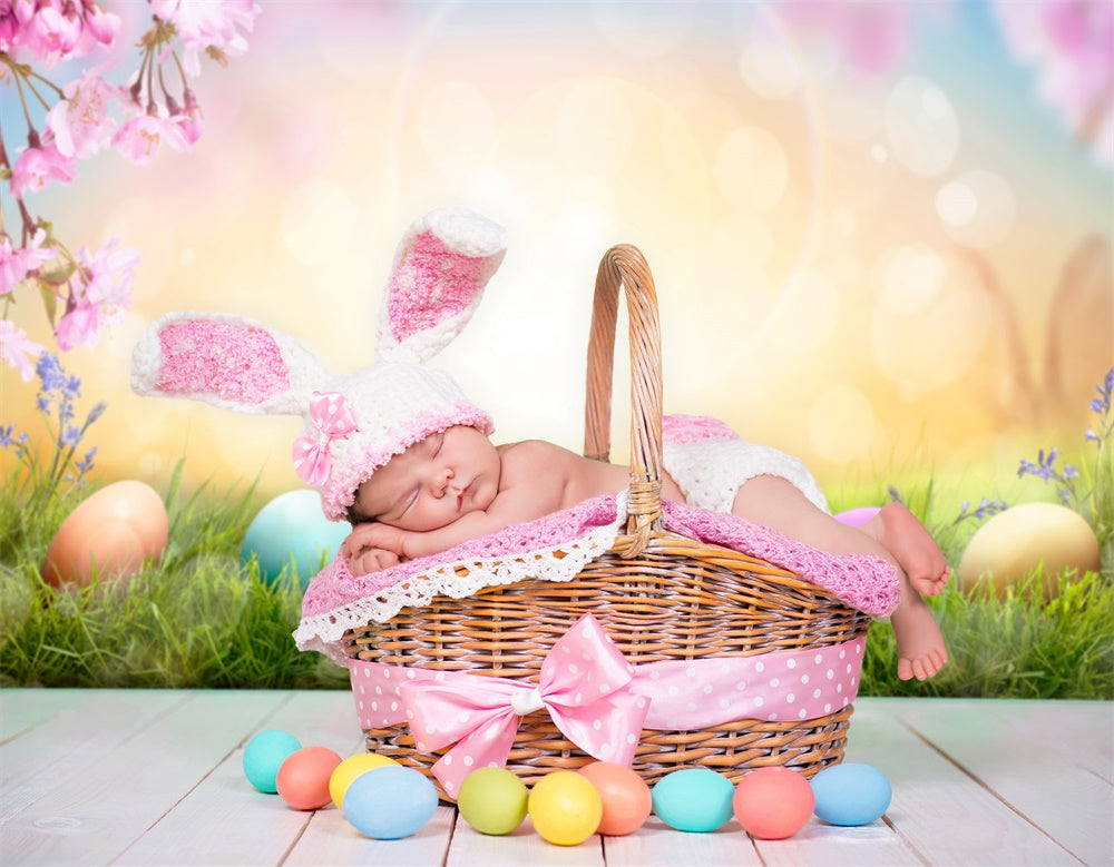 Œuf de Pâques Soleil Fleur de Cerisier Toile de fond M1-36