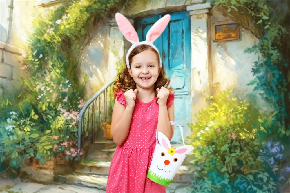 Printemps Peinture à l'huile Fleur européenne Portail Toile de fond M1-41