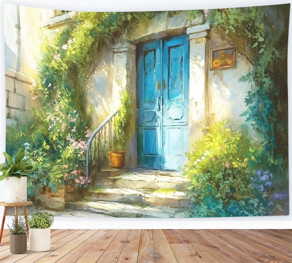 Printemps Peinture à l'huile Fleur européenne Portail Toile de fond M1-41
