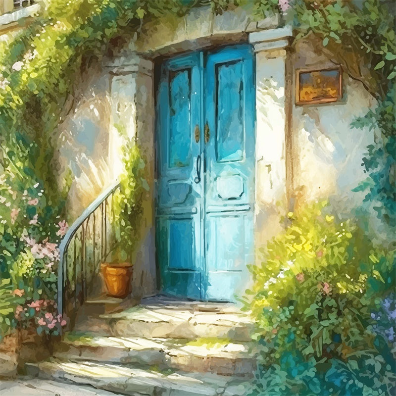 Printemps Peinture à l'huile Fleur européenne Portail Toile de fond M1-41