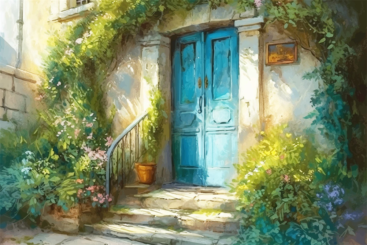 Printemps Peinture à l'huile Fleur européenne Portail Toile de fond M1-41