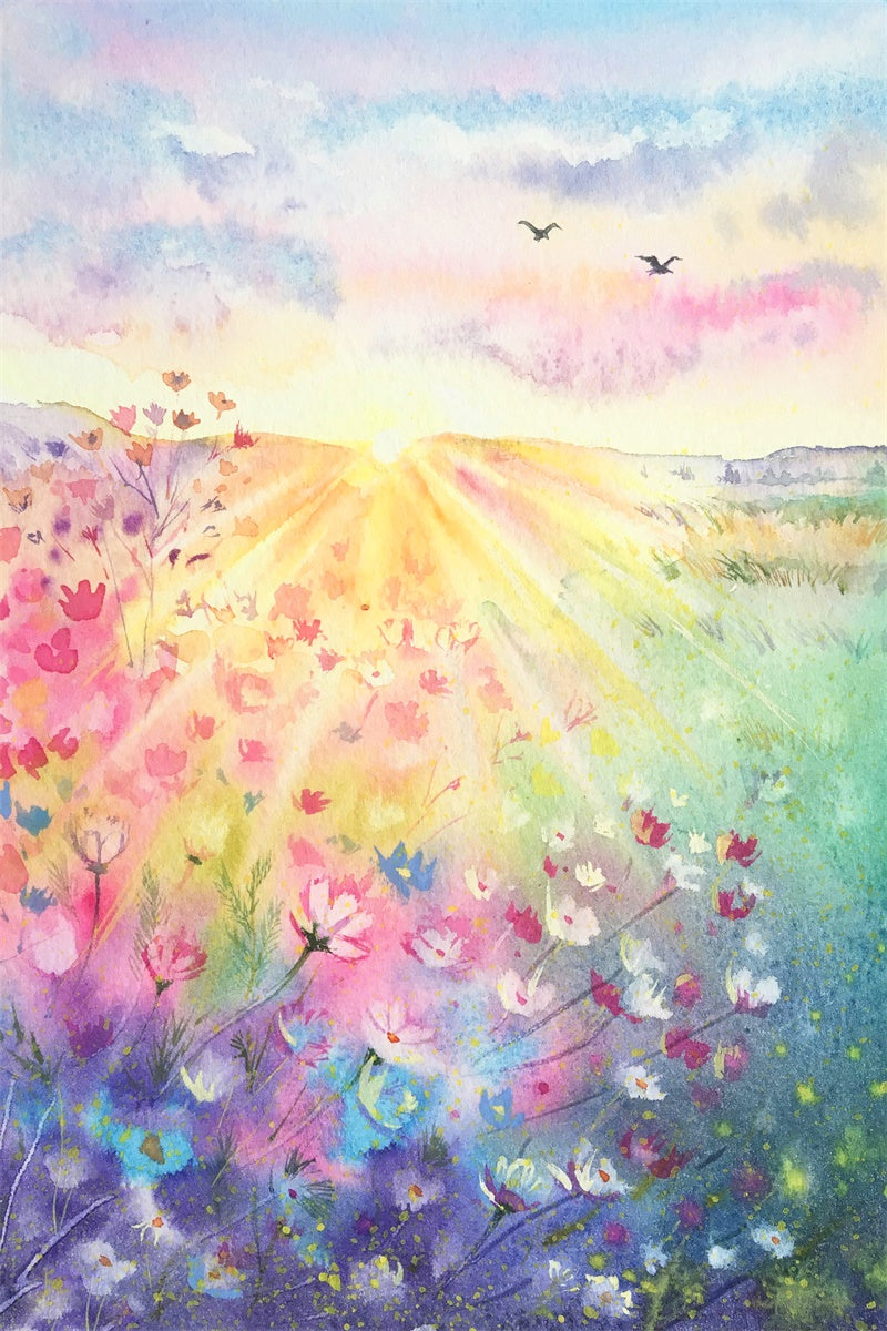 Printemps Peinture à l'huile Nature colorée Fleur Toile de fond M1-42