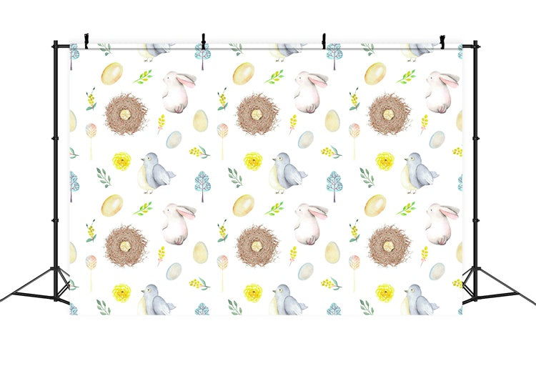 Lapin de Pâques Colombe Maison d'oiseau Fleur Œuf Toile de fond M1-47