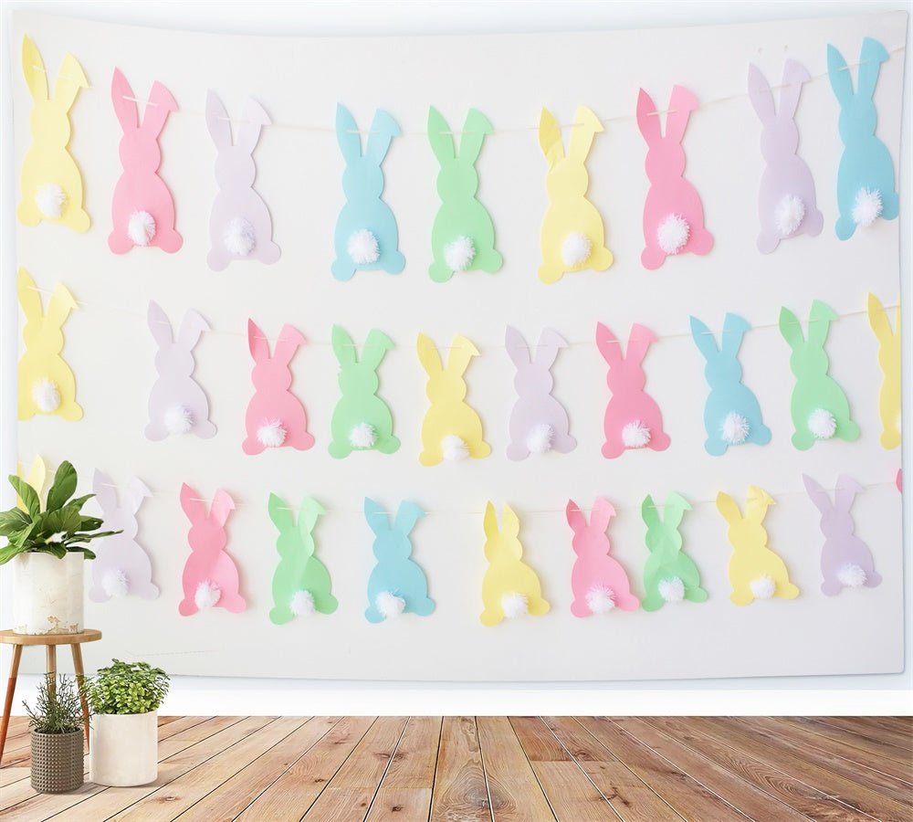 Pâques Papier Découpé Coloré Lapin Queue En Peluche Toile de fond M1-55