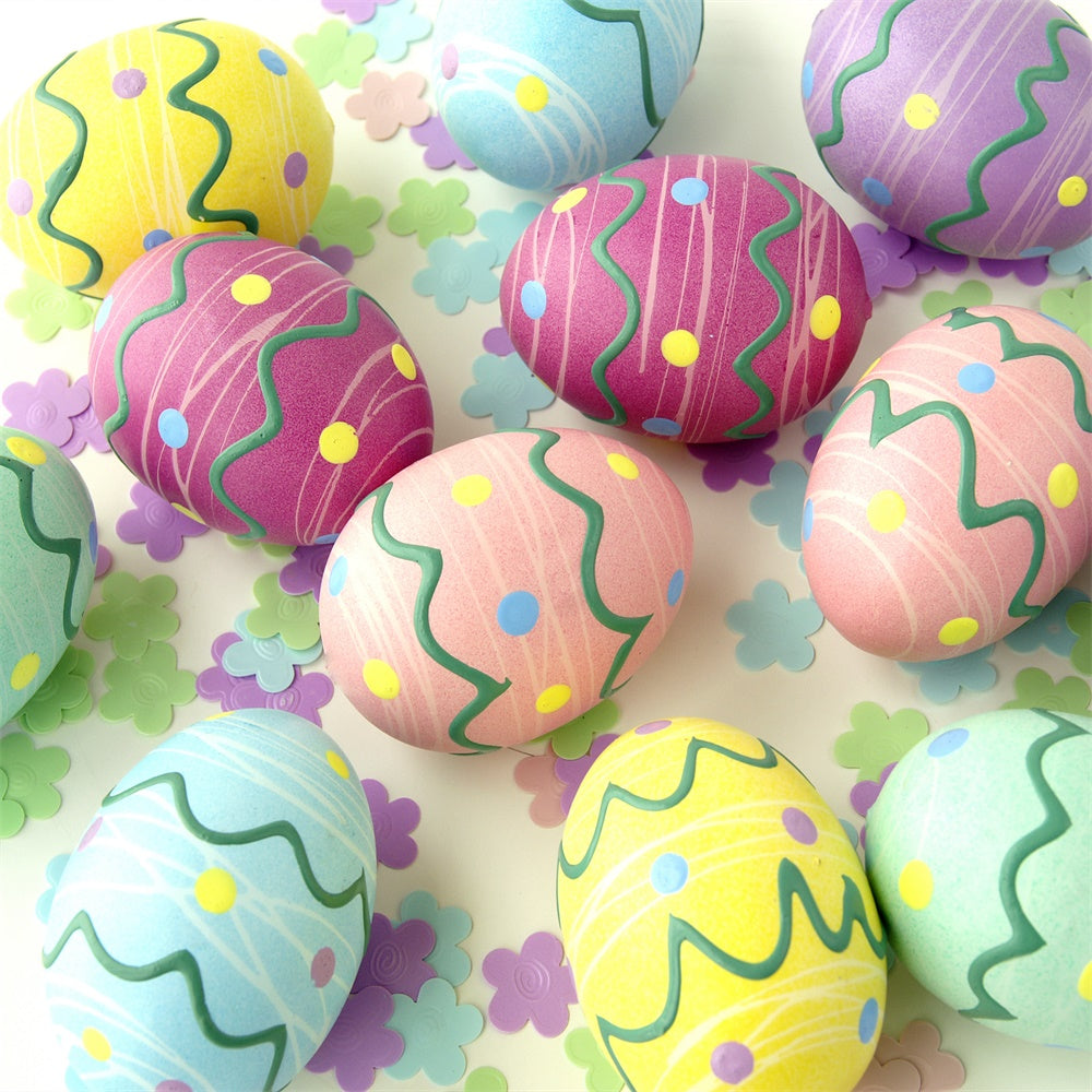 Pâques Œuf Géant Rayé Fleur Découpée Toile de fond M1-56