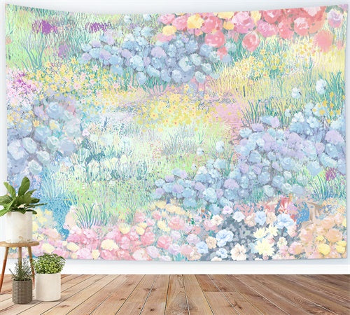 Peinture à l'huile printanière Romantique Pelouse Fleurs Toile de fond M1-71