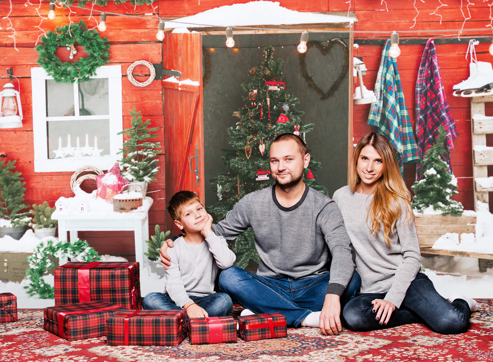 Arbre de Noël Couronne de Porte Neige Toile de fond M10-01