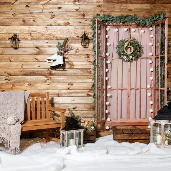 Arbre de Noël Guirlande Porte Maison Toile de fond M10-09