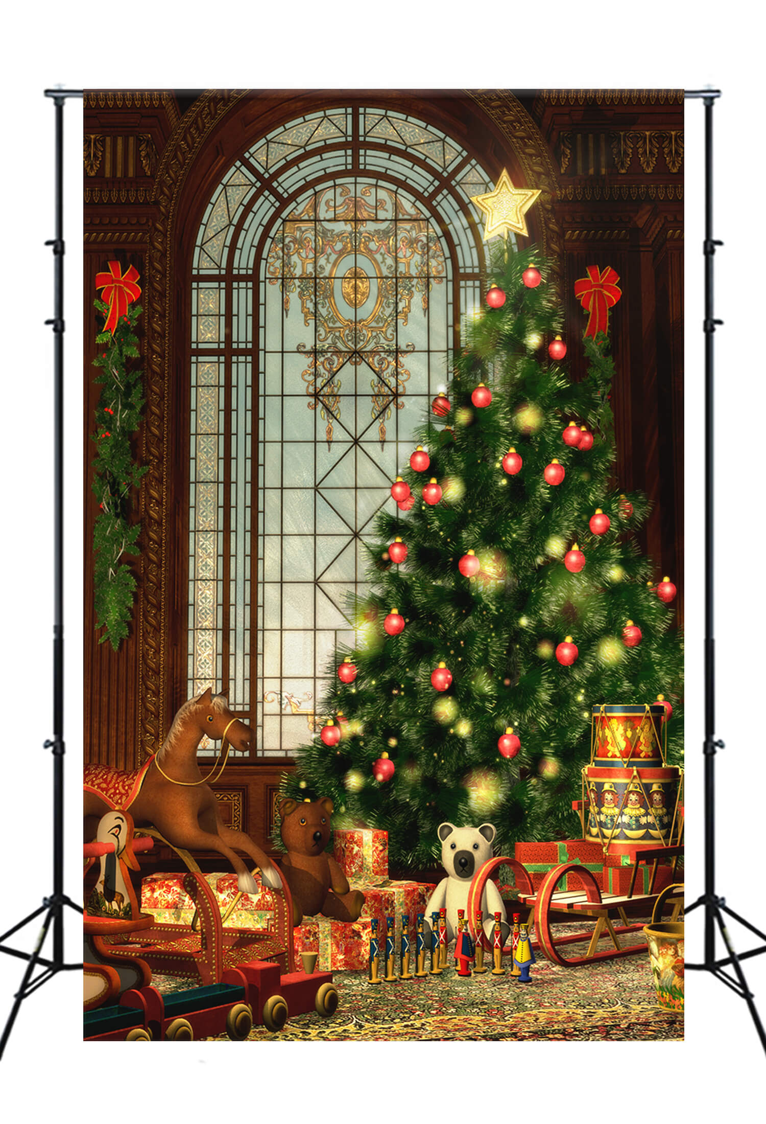 Arbre de Noël décoré Cadeaux Jouets Toile de fond M10-20