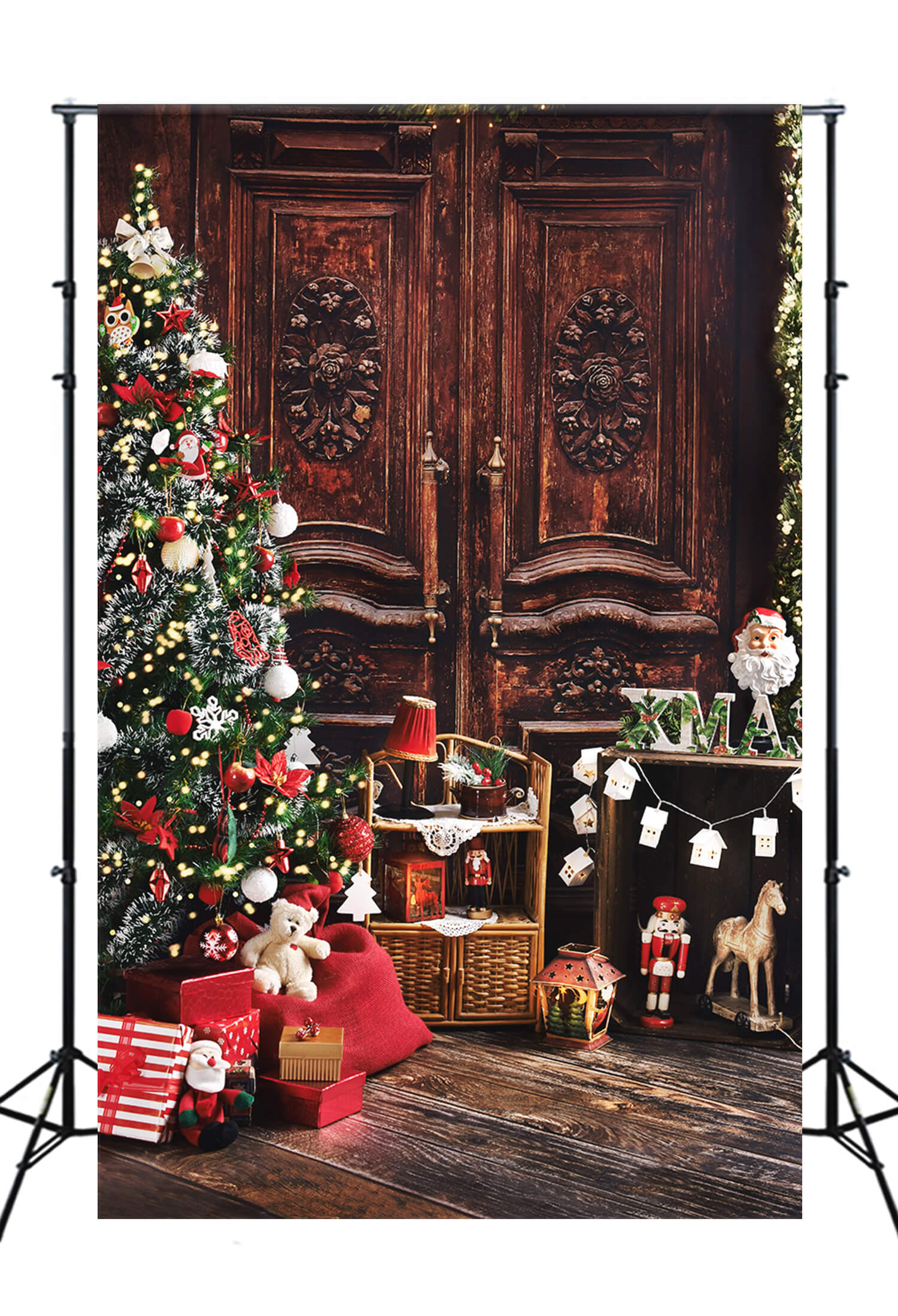 Porte de chambre Vintage Arbre de Noël Cadeaux Toile de fond M10-21