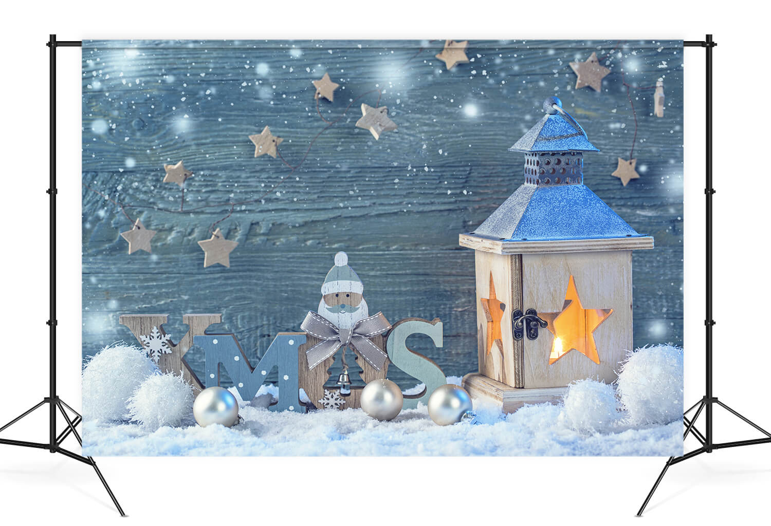 Noël Bonhomme de neige Flocons de neige Bois Toile de fond M10-23