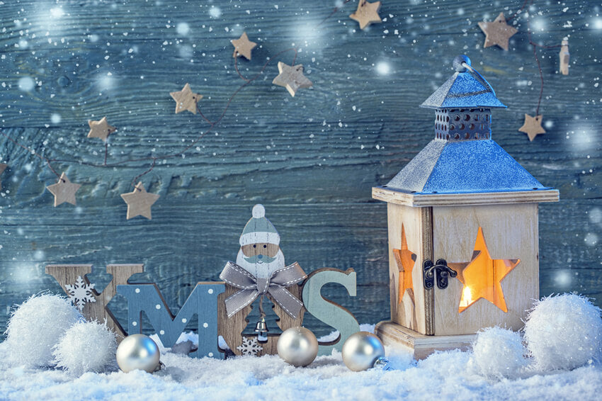 Noël Bonhomme de neige Flocons de neige Bois Toile de fond M10-23