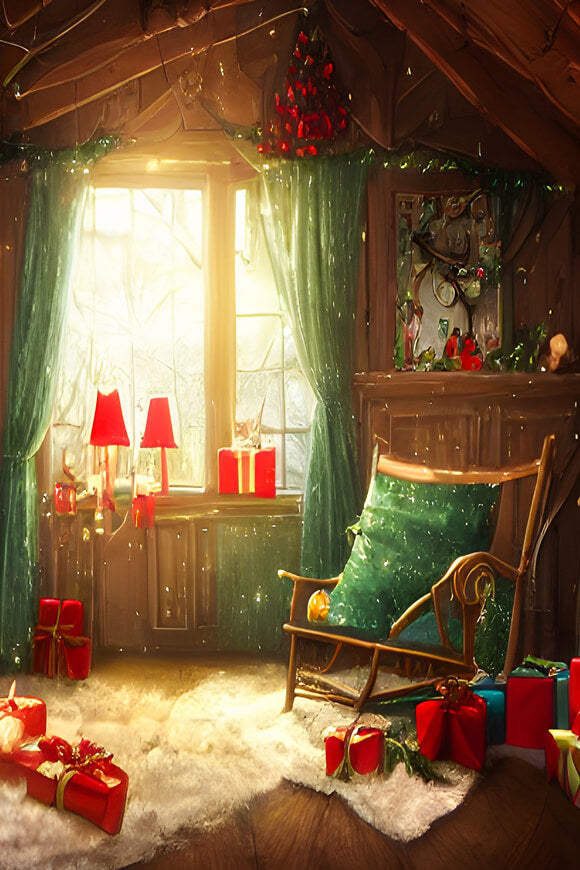Noël Maison du Père Noël Toile de fond M10-28