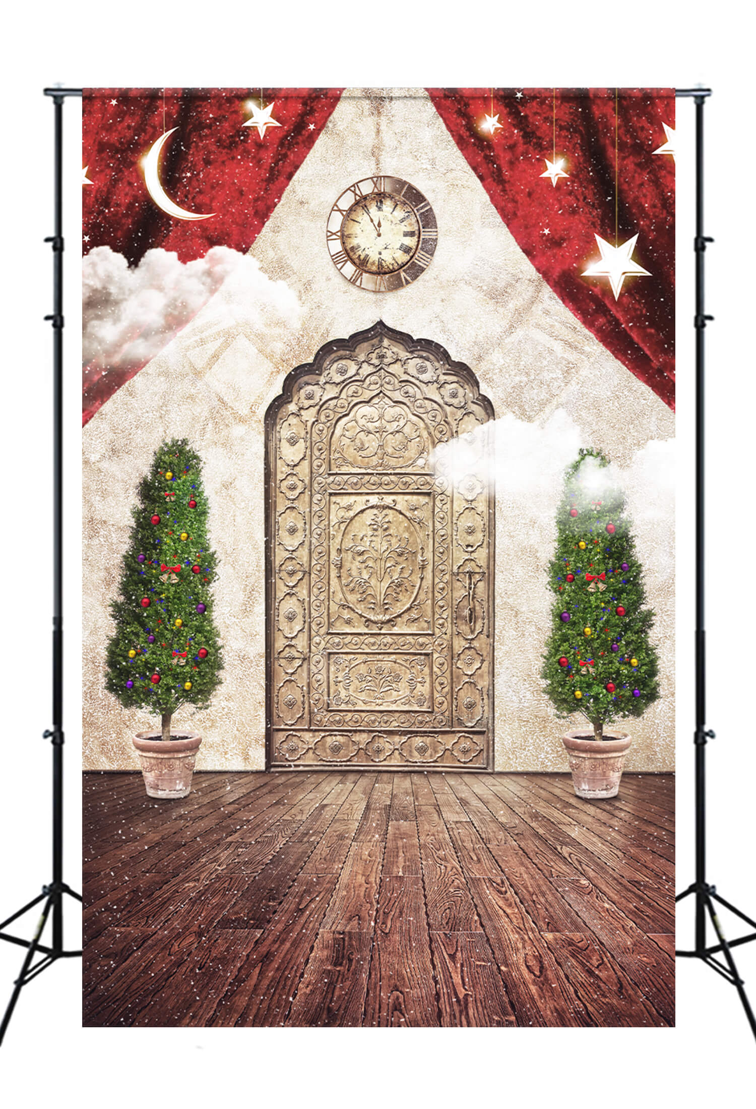 Noël Wonderland Porte Lune Étoiles Toile de fond M10-30