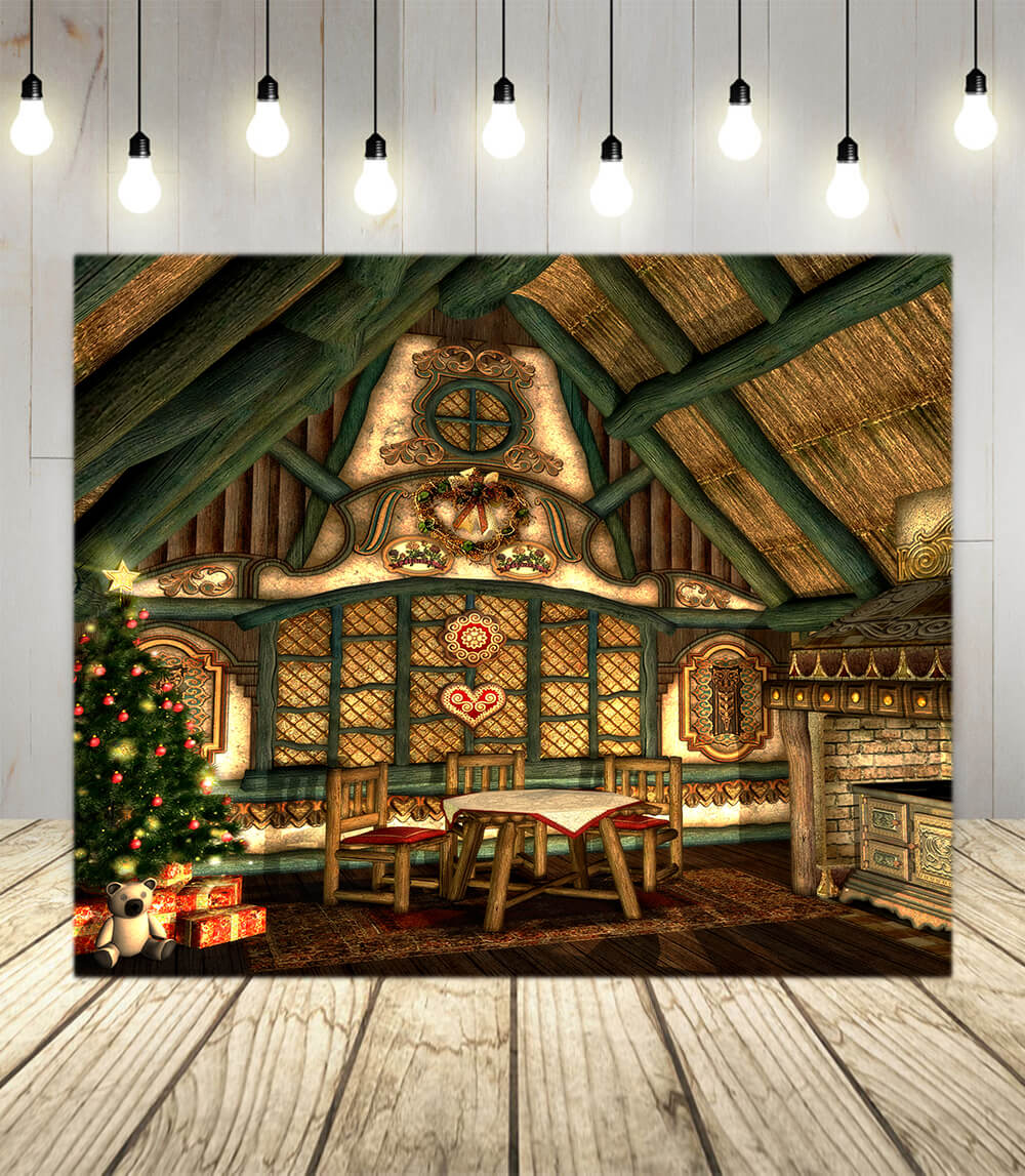 Salle du Père Noël Arbre de Noël Toile de fond M10-46