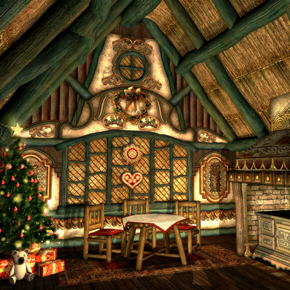 Salle du Père Noël Arbre de Noël Toile de fond M10-46