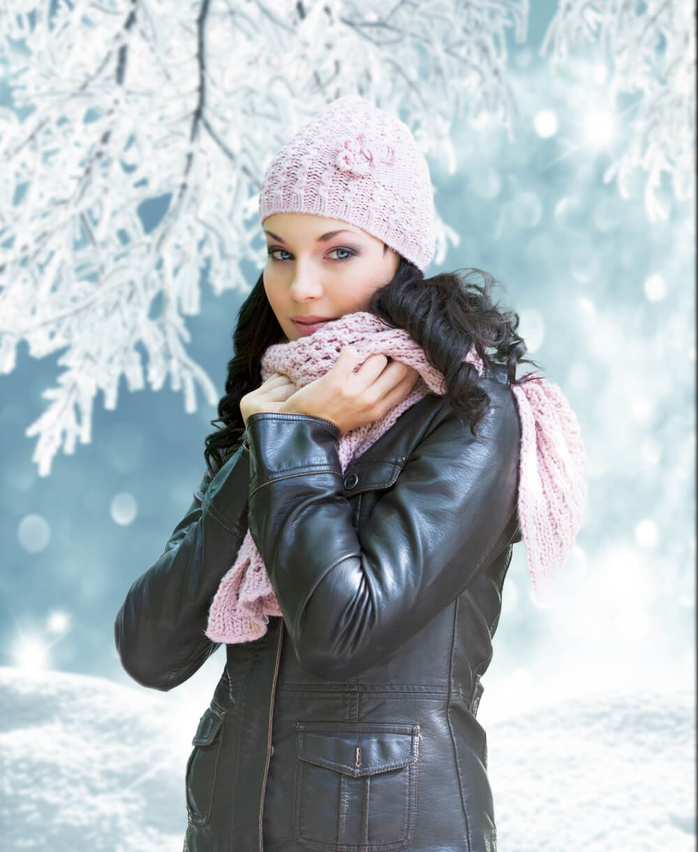 Flocon de neige hivernal gelé Toile de fond paysagère M10-49