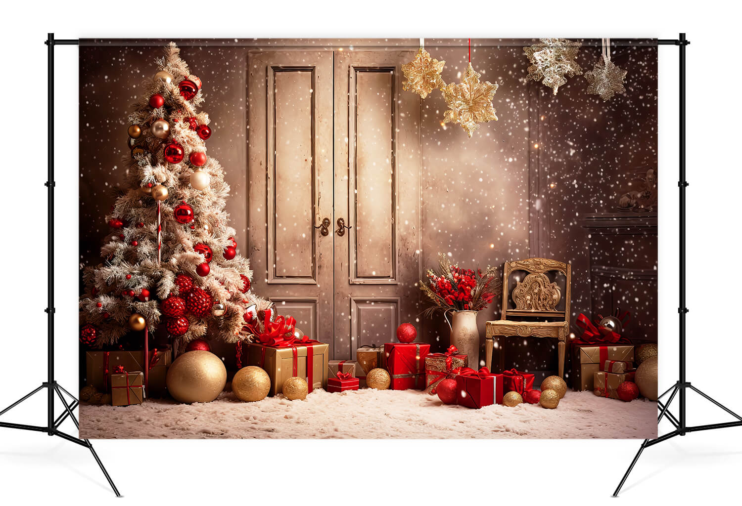 Flocon de neige Arbre de Noël Cadeaux Toile de fond M10-53