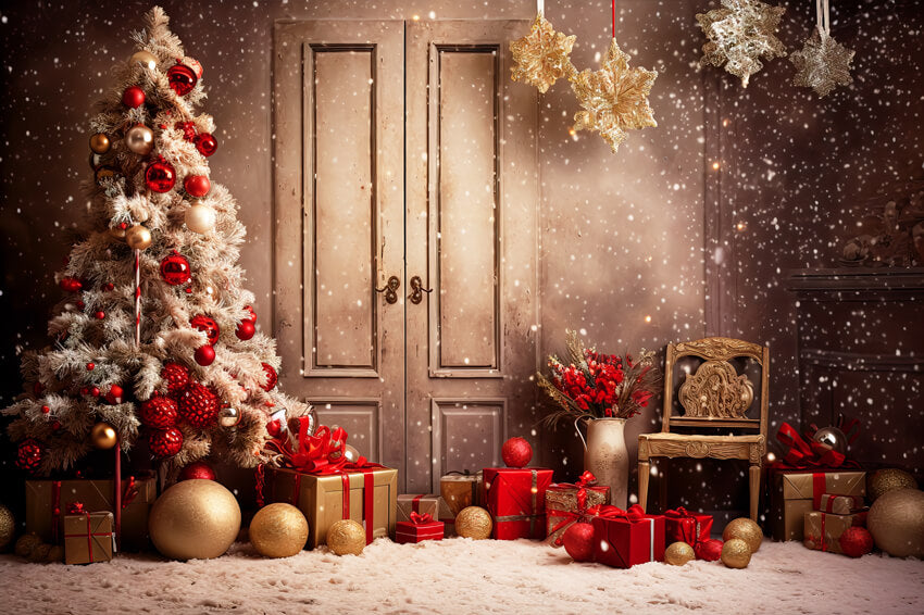 Flocon de neige Arbre de Noël Cadeaux Toile de fond M10-53