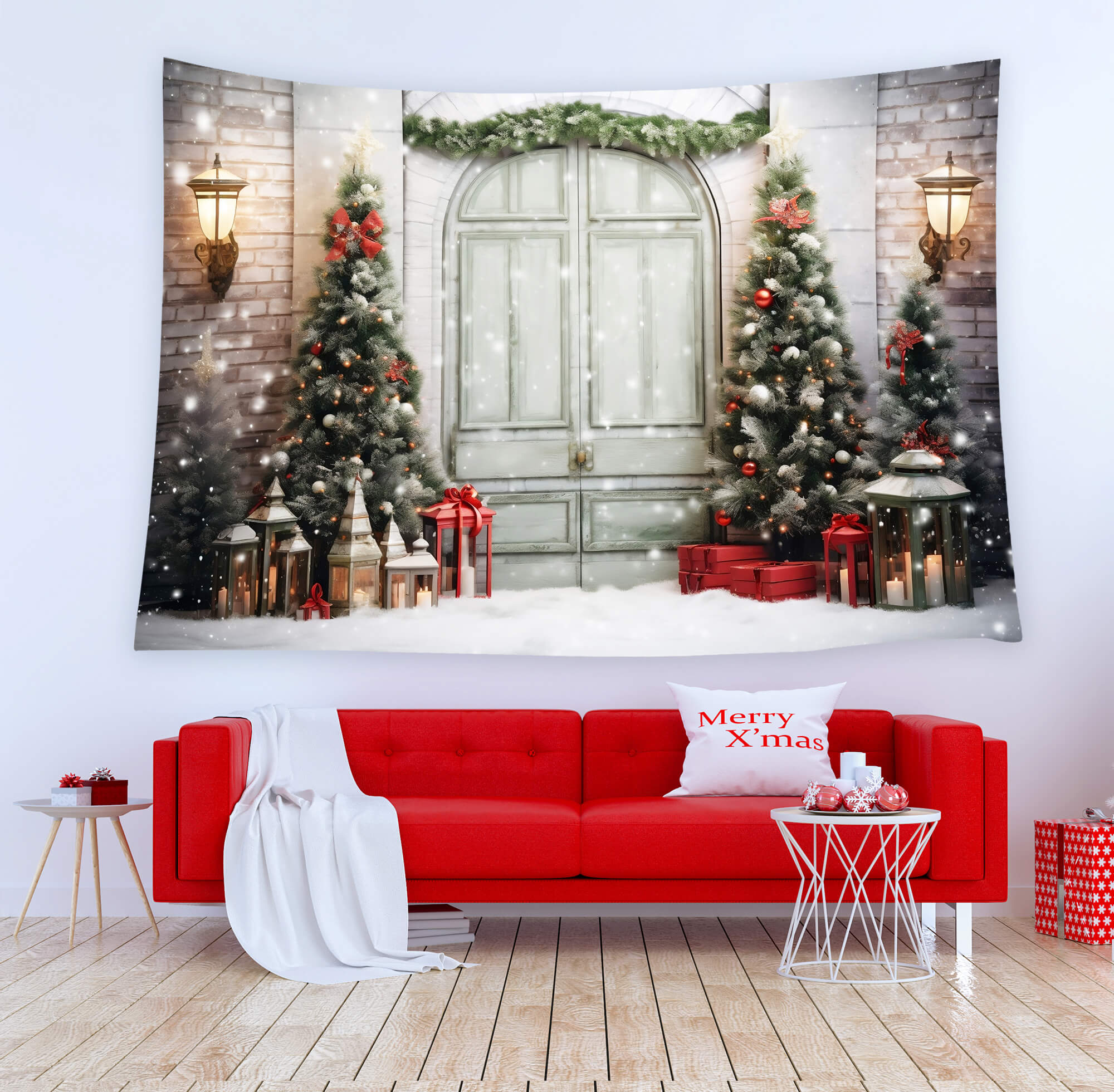 Arbres de Noël Porte Neige Toile de fond Murale M10-57